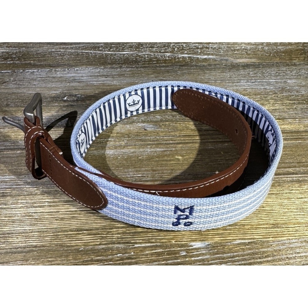 Peter Millar Belt Myers Park Country Club MPCC Canvas And Leather Men's Size 28